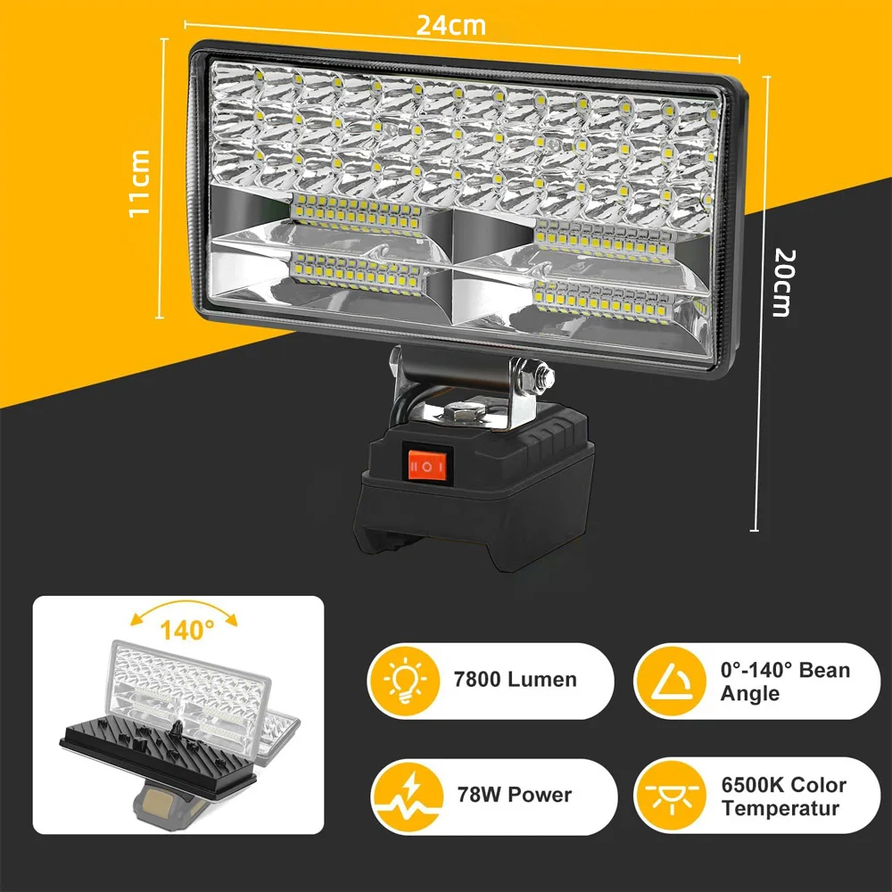 For Makita/Dewalt 18V Li-ion Battery LED Work Light 4/5/8 inch Flashlight Portable Emergency Flood Camping Lamp Practicality Led Flashlight Led Work Light Work Light