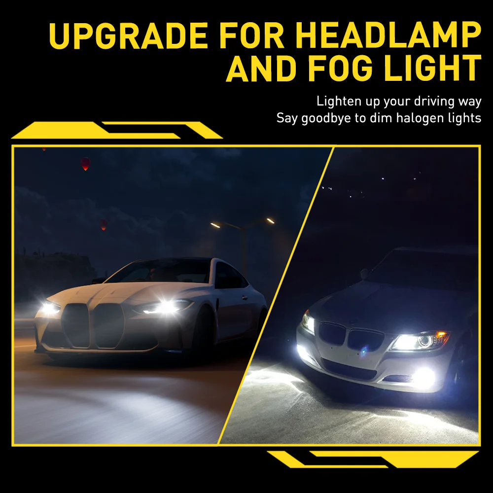 LED Bulb AUXITO 2Pcs H11 PTF H8 Fog Light Low Beam Head Light 50W High Power 6500K 12V 9005 HB3 9006 HB4 Lamp Kit Combo