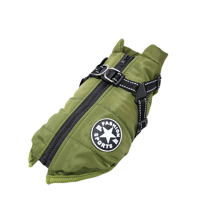 Large Pet Dog Jacket Harness Winter Warm Labrador Waterproof Big Coat Chihuahua French Bulldog Outfits