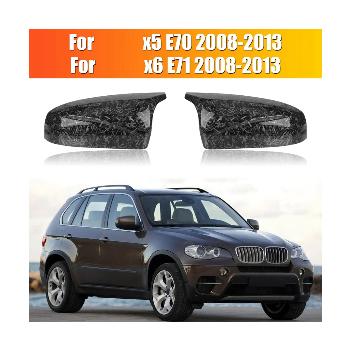 

Forged Carbon Fiber Car Rearview Mirror Cover Wing Side Mirror Cap Forged Pattern for BMW X5 X6 E71 E70 2008-2013