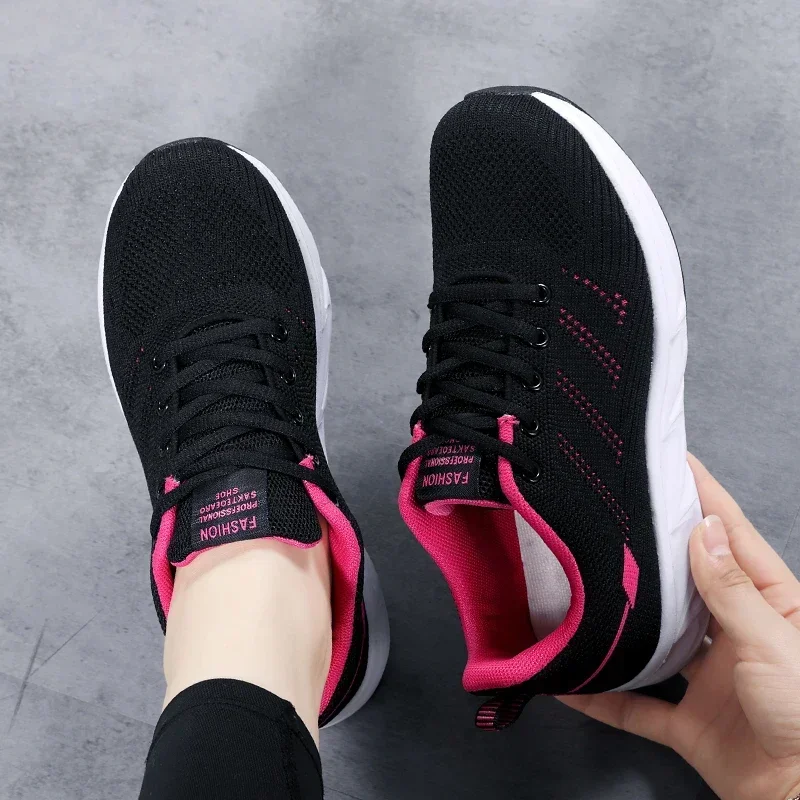 Women Flying Weave Breathable Non-Slip Casual Sneakers Four Seasons All-Match Running Shoes Ladies Comfortable Jogging Shoes