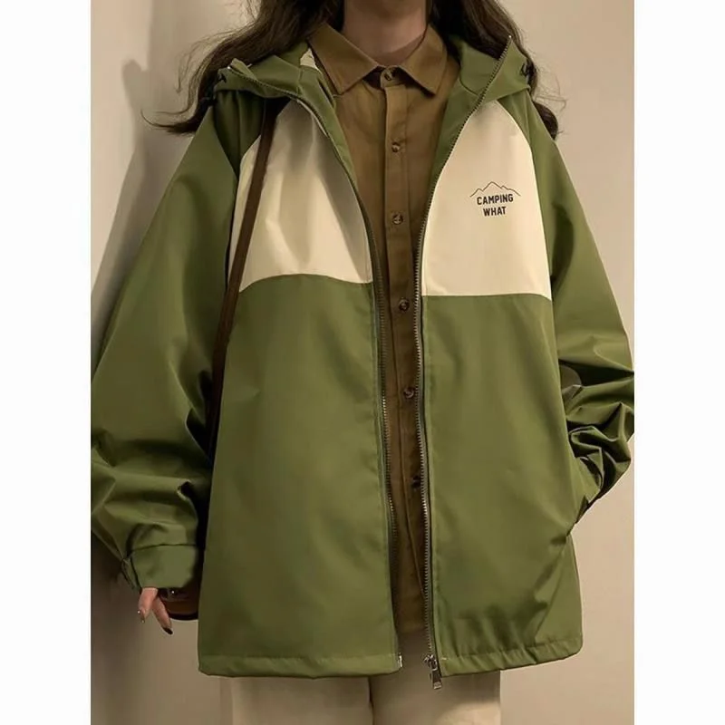 

QWEEK Harajuku Techwear Jacket Women Oversize Vintage Y2k Streetwear Track Jackets Outerdoor Japanese Windbreaker Zipper Hooded