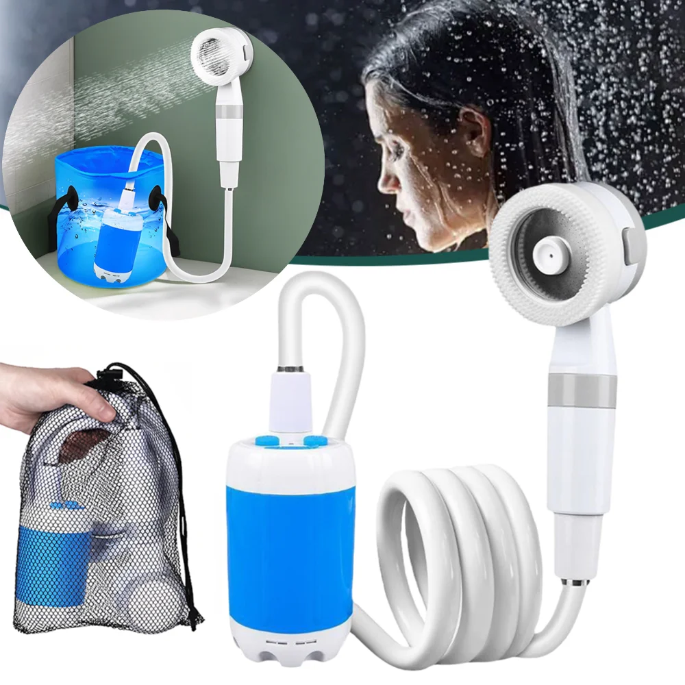 Portable Outdoor Camp Shower Camping Shower Pump Rechargeable Portable Shower Head For Camping Beach Swimming Hiking Travel (Orange,Classic - View #10