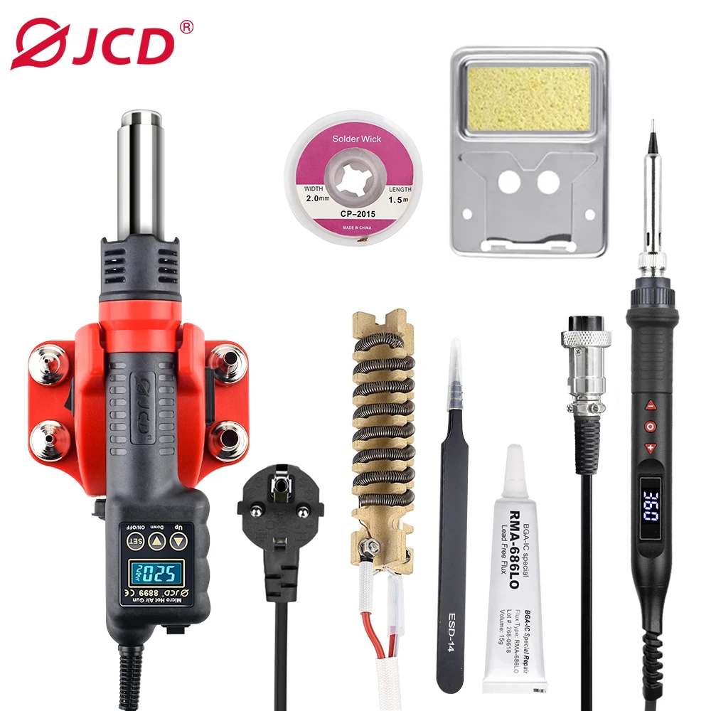 JCD 8899 2 in 1 Soldering Station 750W LCD Digital Display Welding Rework Station for cell-phone BGA SMD IC Welding Repair Tools
