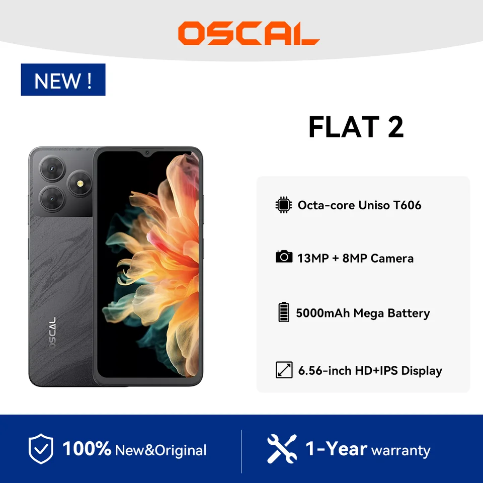 OSCAL FLAT 2 Smartphone, 6.56'' IPS Display Cell Phone 5000mAh
