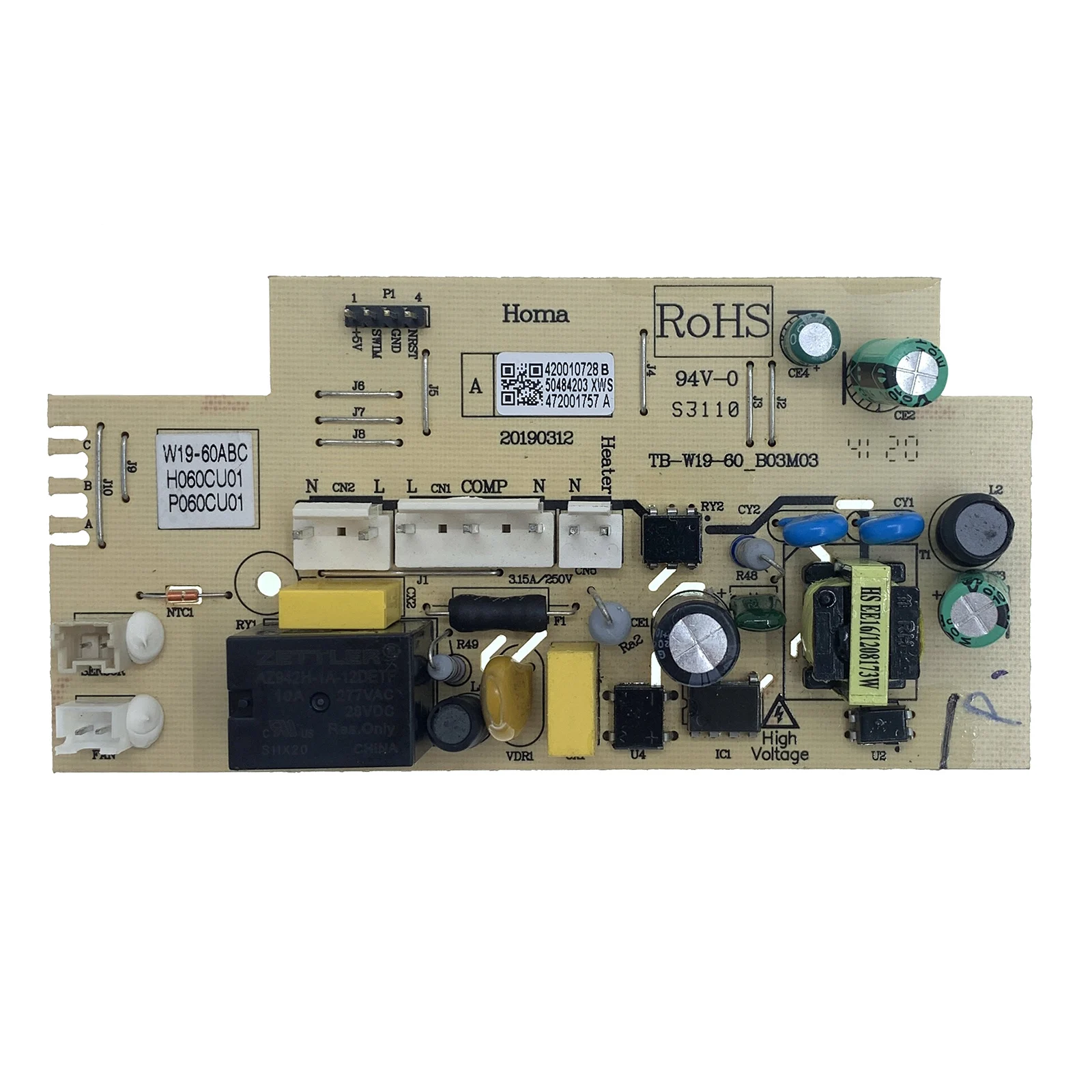 Placa de Controle Eletrônica do Circuito do Congelador da Caixa do Controle W1960abc para Diora Sanden Intercool