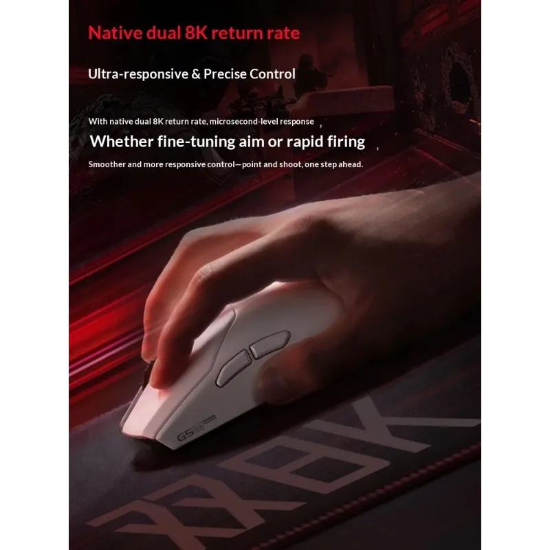 EDIFIER HECATE G5M PRO 무선 게이밍 마우스 G5M 울트라 듀얼 8K 핫 스왑 가능 무음 스위치 PAW3950 Nordic 54L15 600Mah 노트북