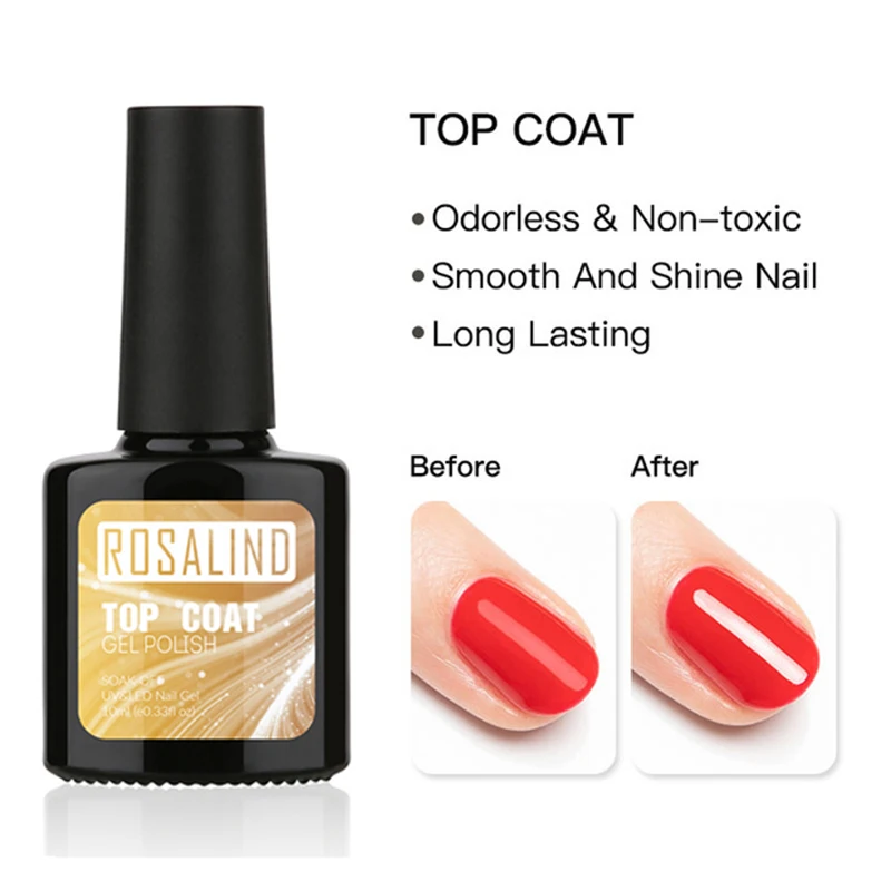 ROSALIND Gel Nail Polish Base Glue Base Coat Top Coat Wash Free Seal UV&LED Removable Primer Gel Paint
