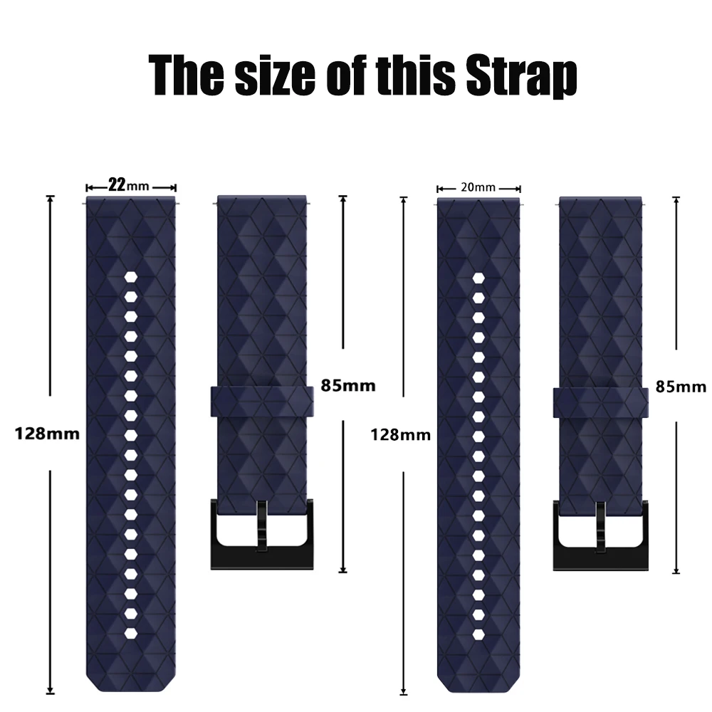 Sport Strap – Soft Silicone Bracelet, 20mm/22mm Wristband