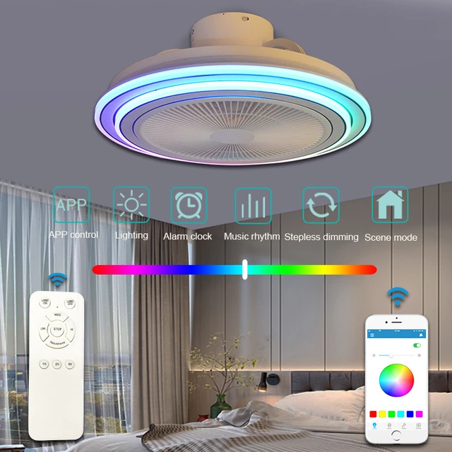 50cm LEDライト付きシーリングファン,Bluetoothリモコン,サイレントシーリングファン,寝室照明