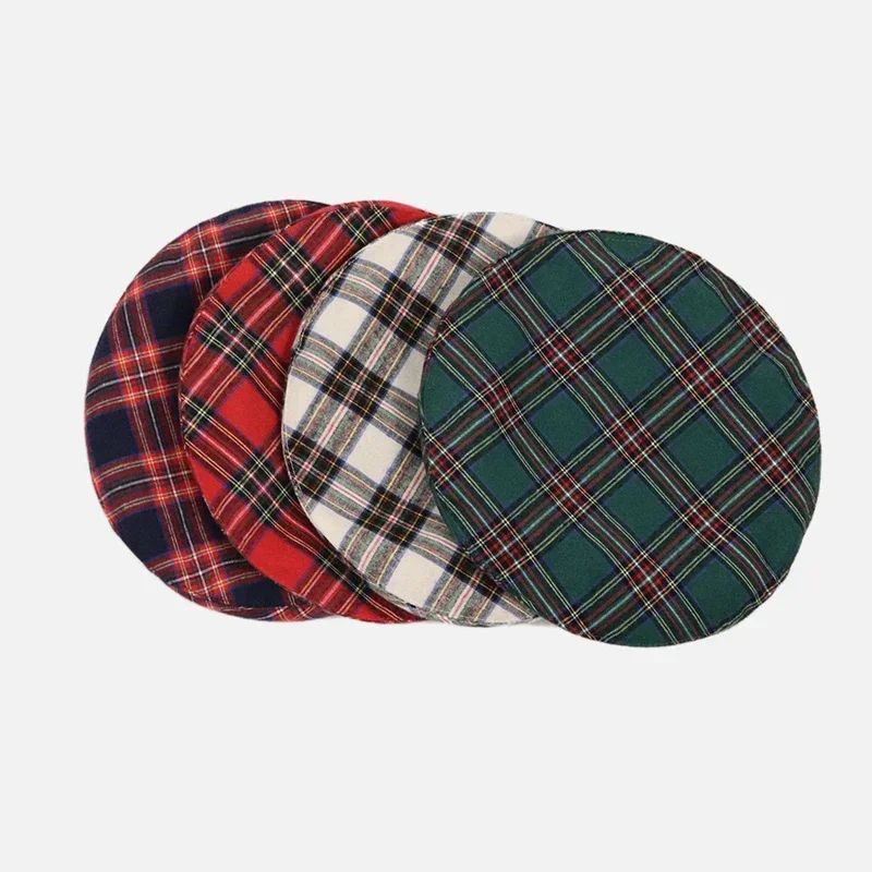 Women's Beret Hat Fashion Plaid Painter Hat Unisex Adult Vintage Autumn