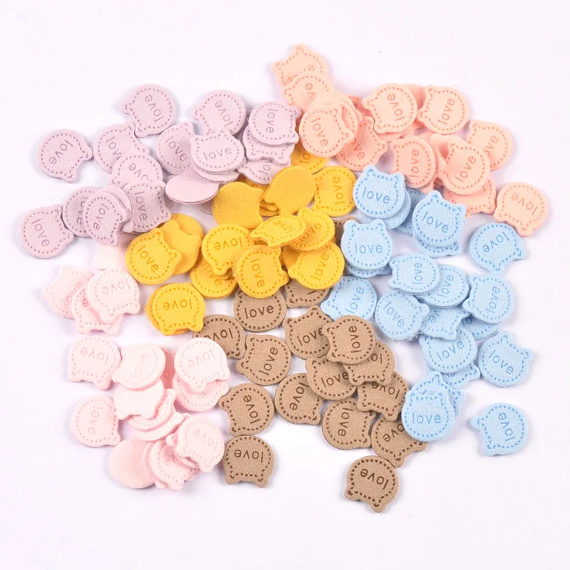 50Pcs Love Letter Cat Embossing Leather Labels For Clothes Sewing Accessories Garment DIY Crafts Supplies Kid Hats Shoes Tags