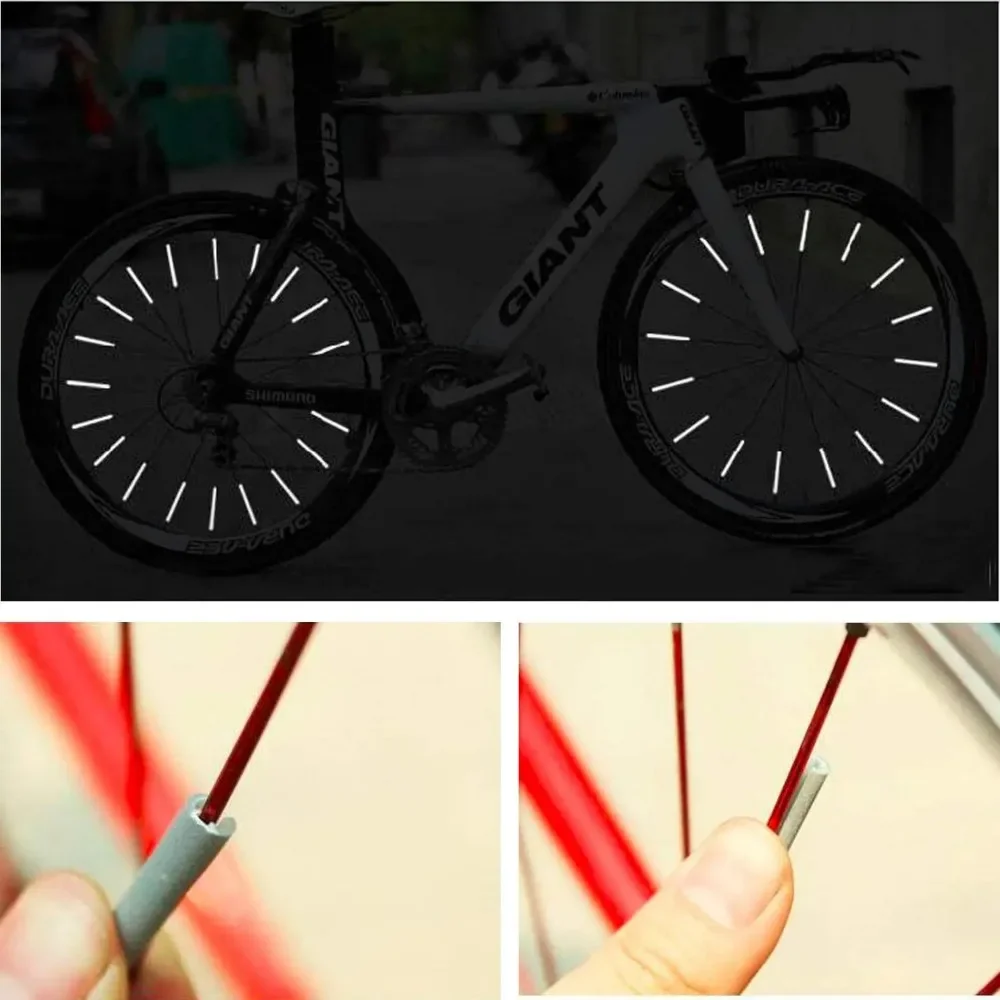 12Pcs Reflective Mount Clip Tube Warning Strip Bicycle Wheel Spoke Reflector Stripe Steel Wire Lamp MTB Bike Reflector Light