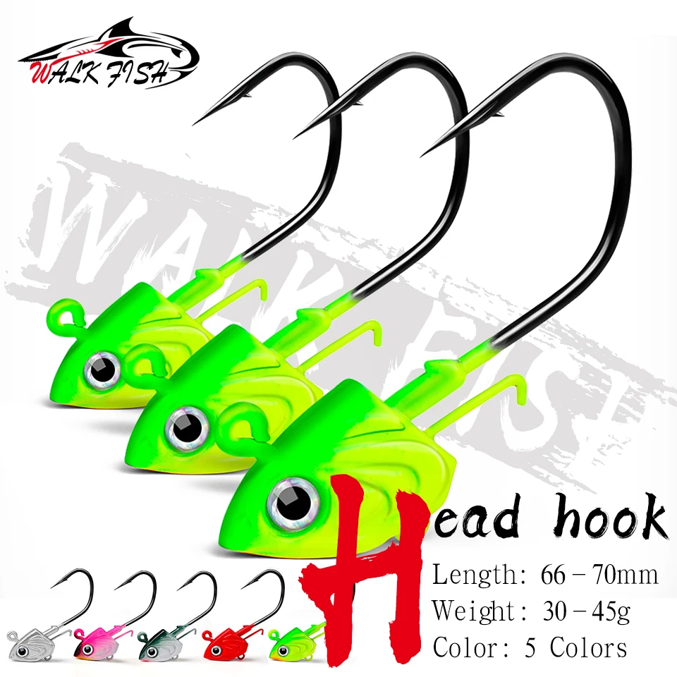 

WALK FISH 1 шт. рыболовный свинцовый крючок с головкой 30-35-45 г джиг противовес с противоударным дном перфорированный рыболовный крючок из углеродистой стали