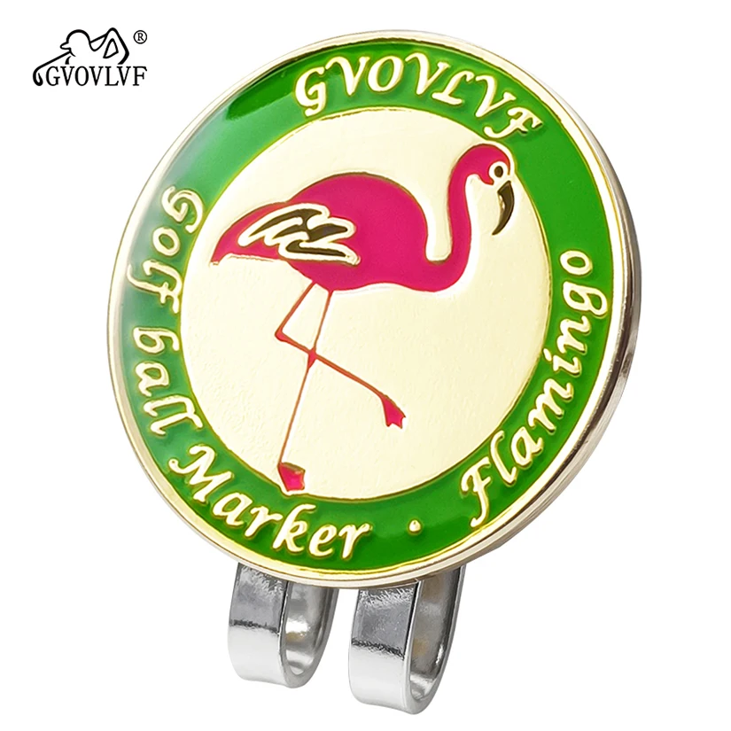 Golf Ball Markers Golf Flamingo Pattern Hat Clip Cartoon Shape Magnetic Ball Marker Accessory 1pc