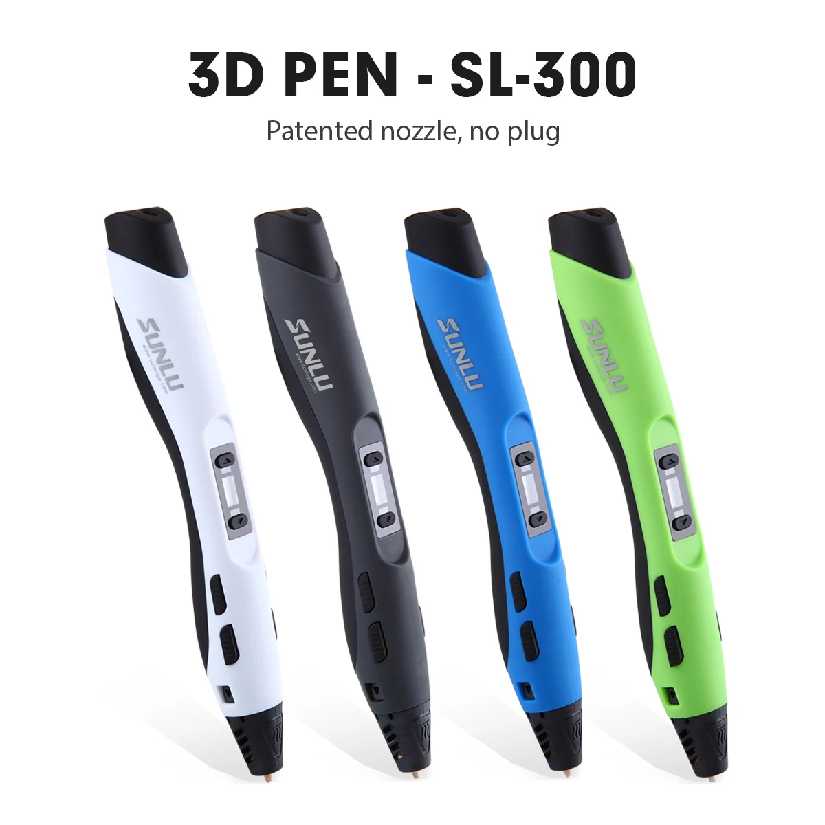 SUNLU SL-300 3D Printing Pen Support PLA/ABS Filament 1.75mm Gifts For Creative Craft and As Gifts Free Fast Shipping eryone promotion tri color co extrusion silk pla series 1 75mm 1kg for 3d printing fdm printer fast free shipping new arrival