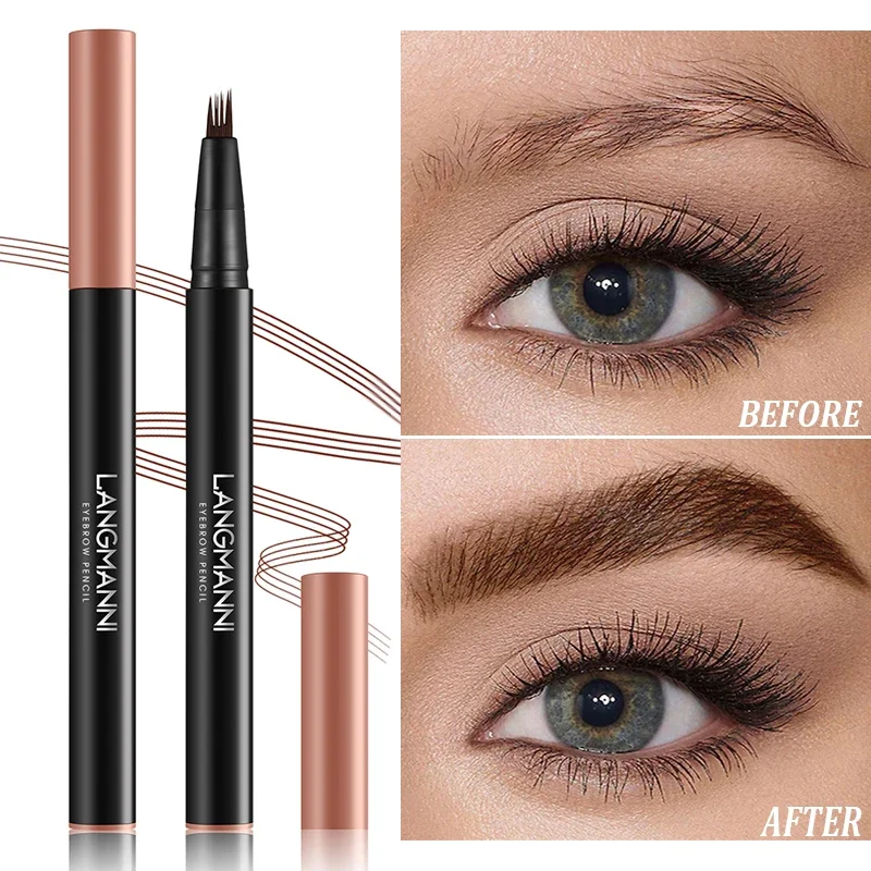 

4 Forks Waterproof Eyebrow Pencil Ultra-fine Sweat-proof Long Lasting Natural Liquid Eye Brow Tattoo Tinted Enhancers Cosmetics