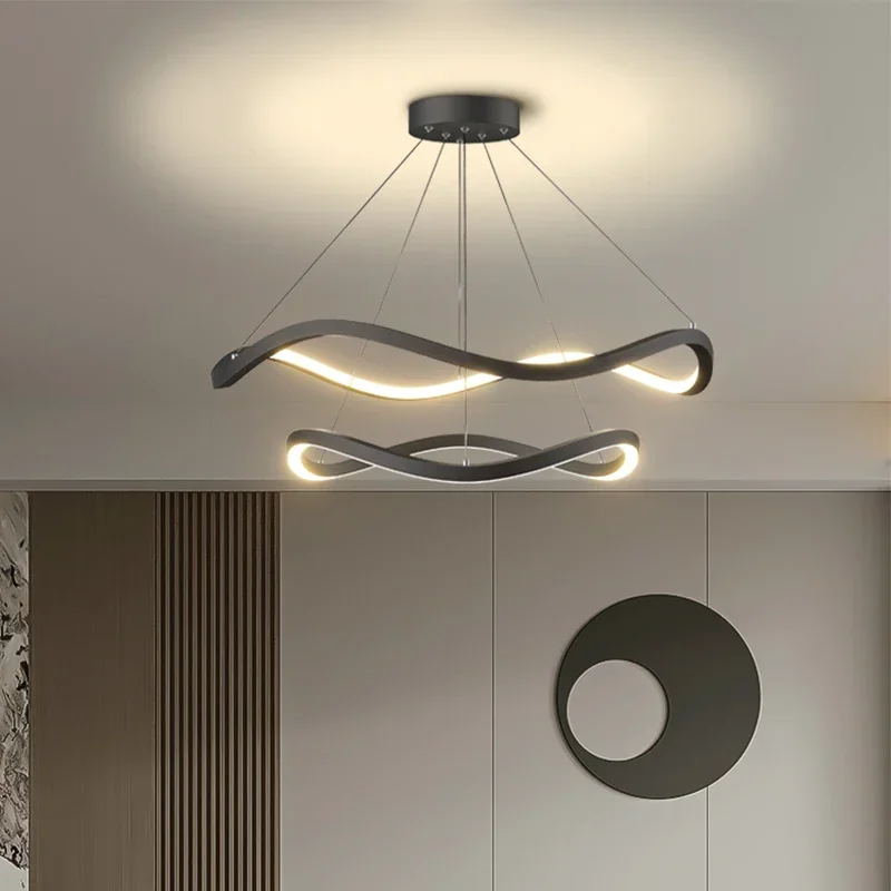 

Simple Modern Living Room Chandelier Internet Celebrity Dining Table Dining Room Bar Wave Minimalist LED Lamp Household