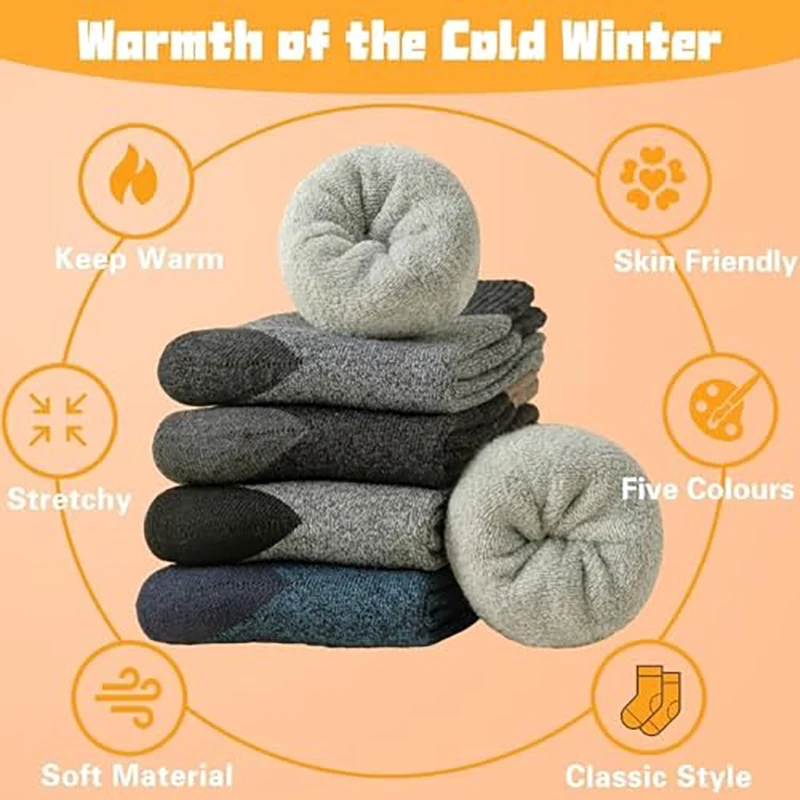 APILEN 5 Pairs Men's Warm Thermal Winter Socks 3