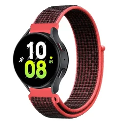 Versatile Nylon Loop Smart Watch Strap - 20mm/22mm for 22mm watch band (10 red and black)