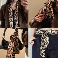 American Leopard Print Long Scarf Women Retro Tie Multifunction Hair Band Bags Handle Decoration Long Scarfs Fashion Accessories 1