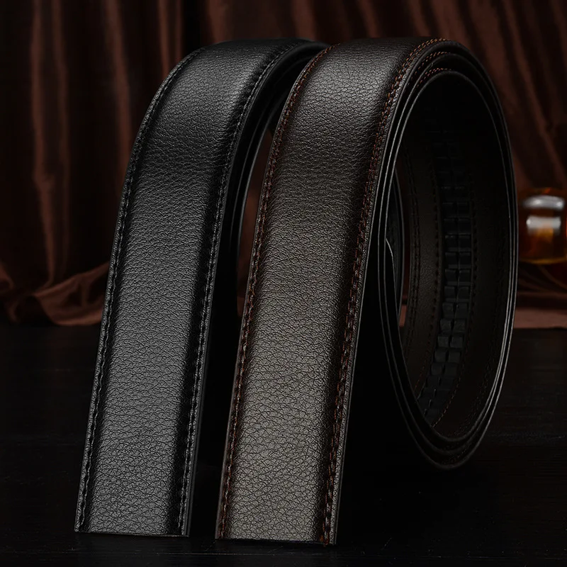 Mens Belt 3.0cm 3.5cm Wide No Buckle Cow Leather Automatic Belt Body Strap Without Buckle For Leather Belt