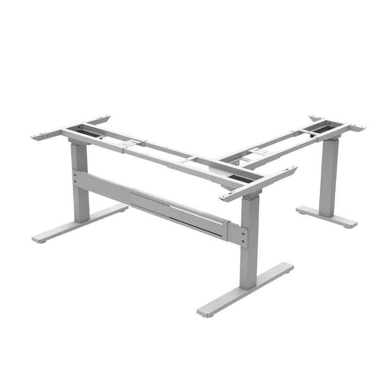 

L shape motorized adjustable height desk Electric lift mechanism sit and standing office desk