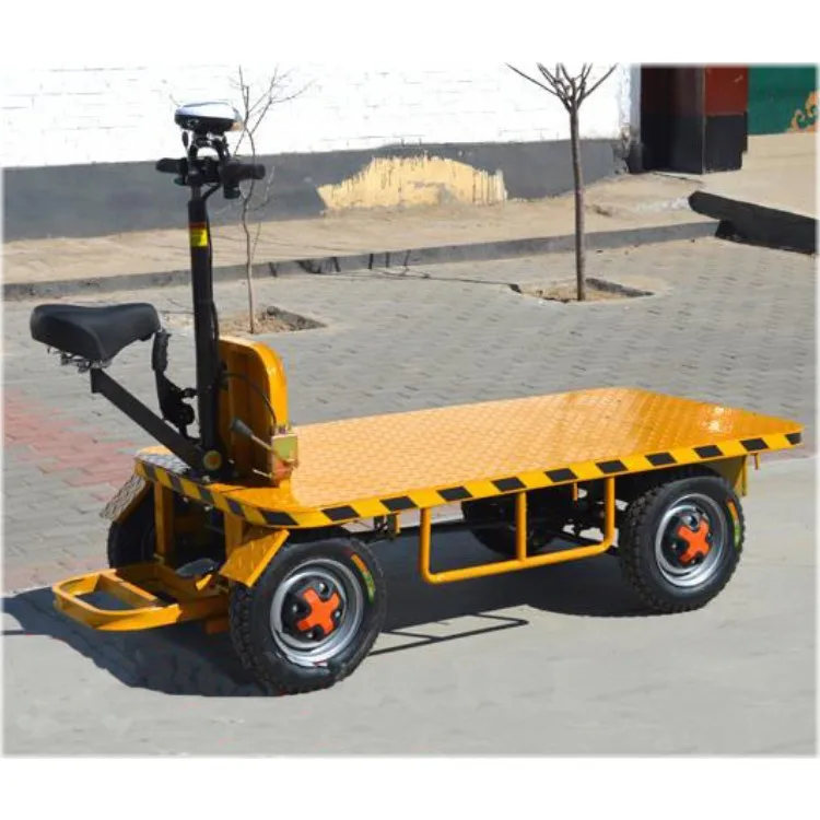 Heavy-Four-Wheel Electric Motorized Warehouse Workshop Cargo Handling Trolley Flat Bed Platform for Support