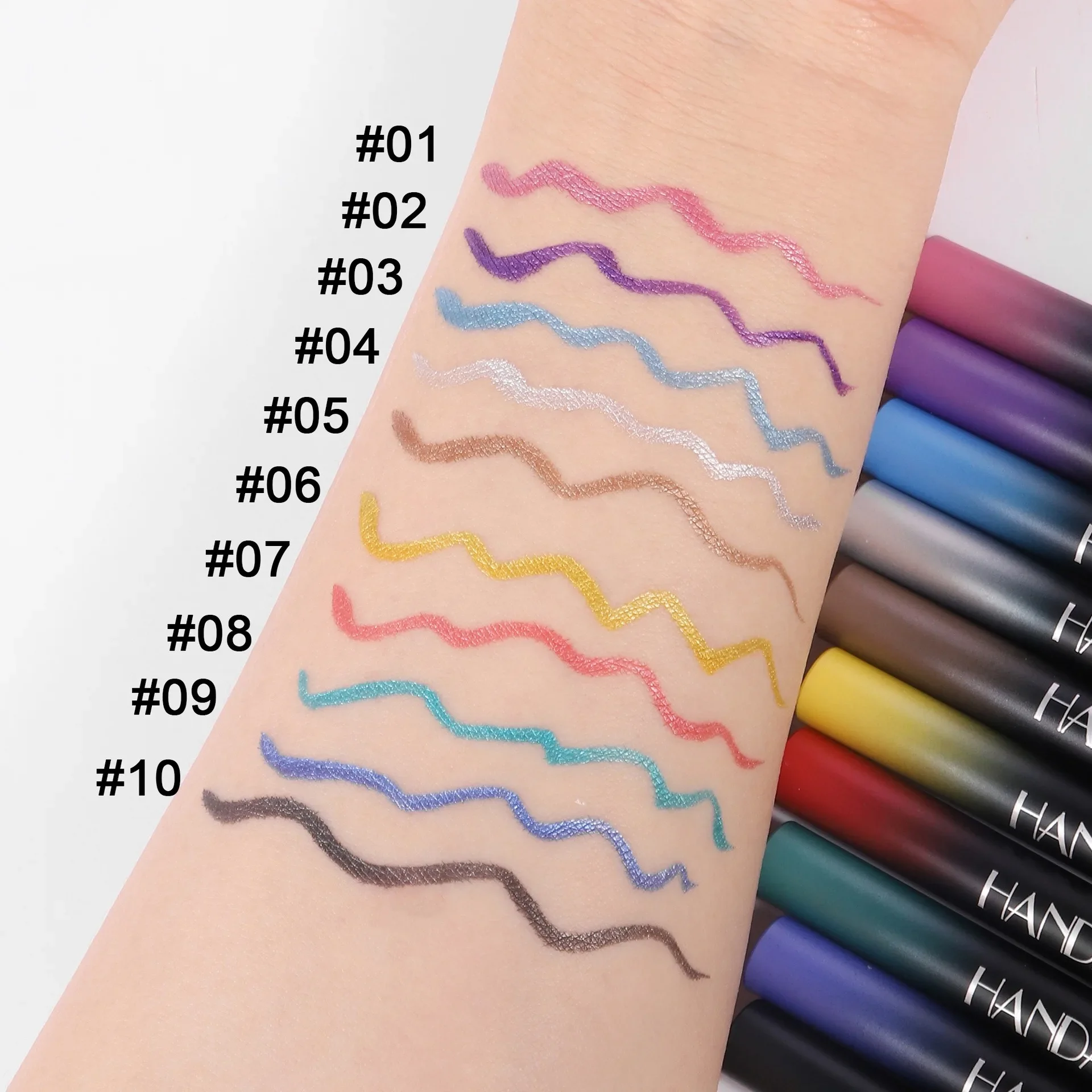 Diamond Shiny Eye Liner Eyeshadow Waterproof Quick-dry Silver Gold Metellic Pearlescent Liquid Eyeliner Silkworm Brighten Makeup 5