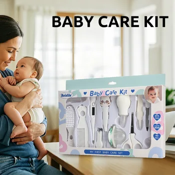 Kit per la Cura del Bambino: Spazzola per Capelli, Tronchesino, Termometro, Massaggiagengive, Spazzolino, Accessori Essenziali per la Salute dei Bambini