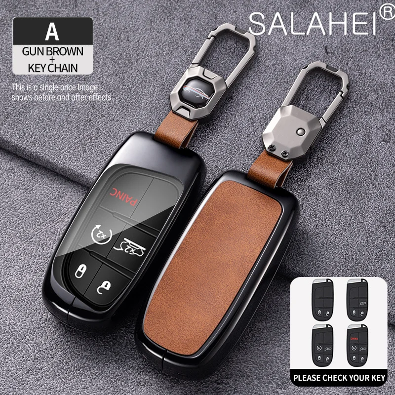 

Leather Car Key Full Cover Case Fob For Jeep Wrangler Patriot Compass Grand Cherokee Renegade WK2 KL BU MP Keychain Accessories