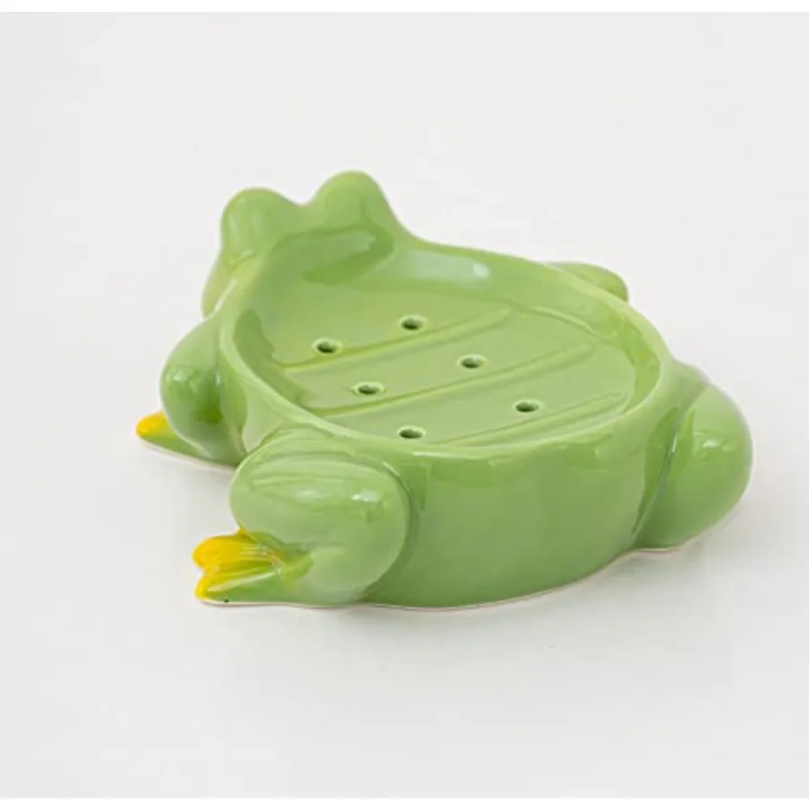Frog Shape Ceramic Soap Dish for Drainage