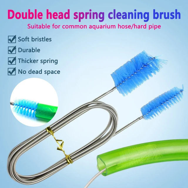 Aquarium Cleaning Brush for Water Hose Lily Pipe Air Tube Stainless Steel Flexible Bent Tube Double Head Brush Fish Tank cleaner 3