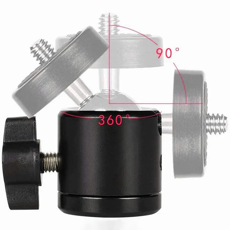 Universal Mini Metal Ball Head Adapter Angle 180 Degrees Adjustment 1/4