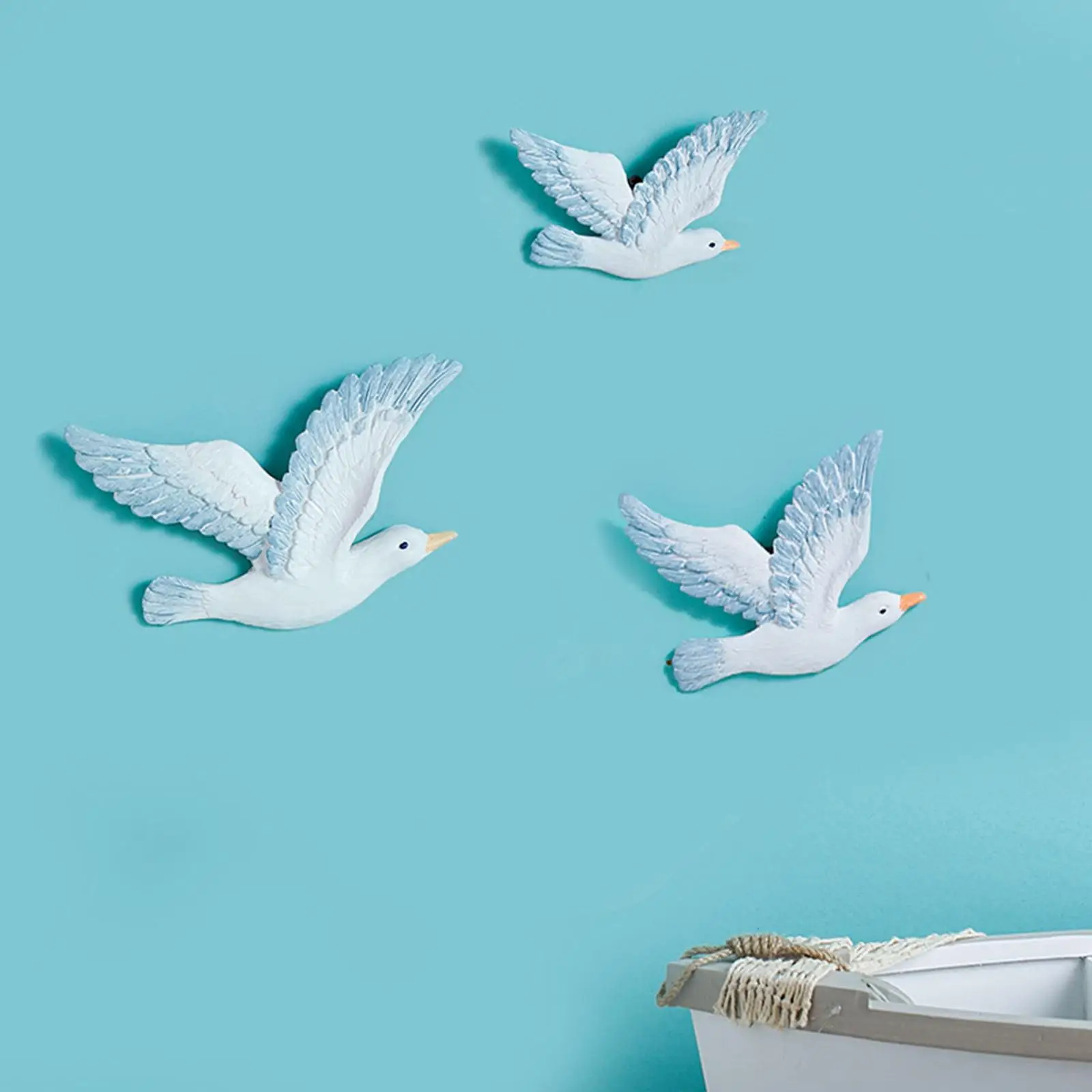 갈매기 벽 장식, 플라잉 버드 조각, 송진 벽 아트, 3x