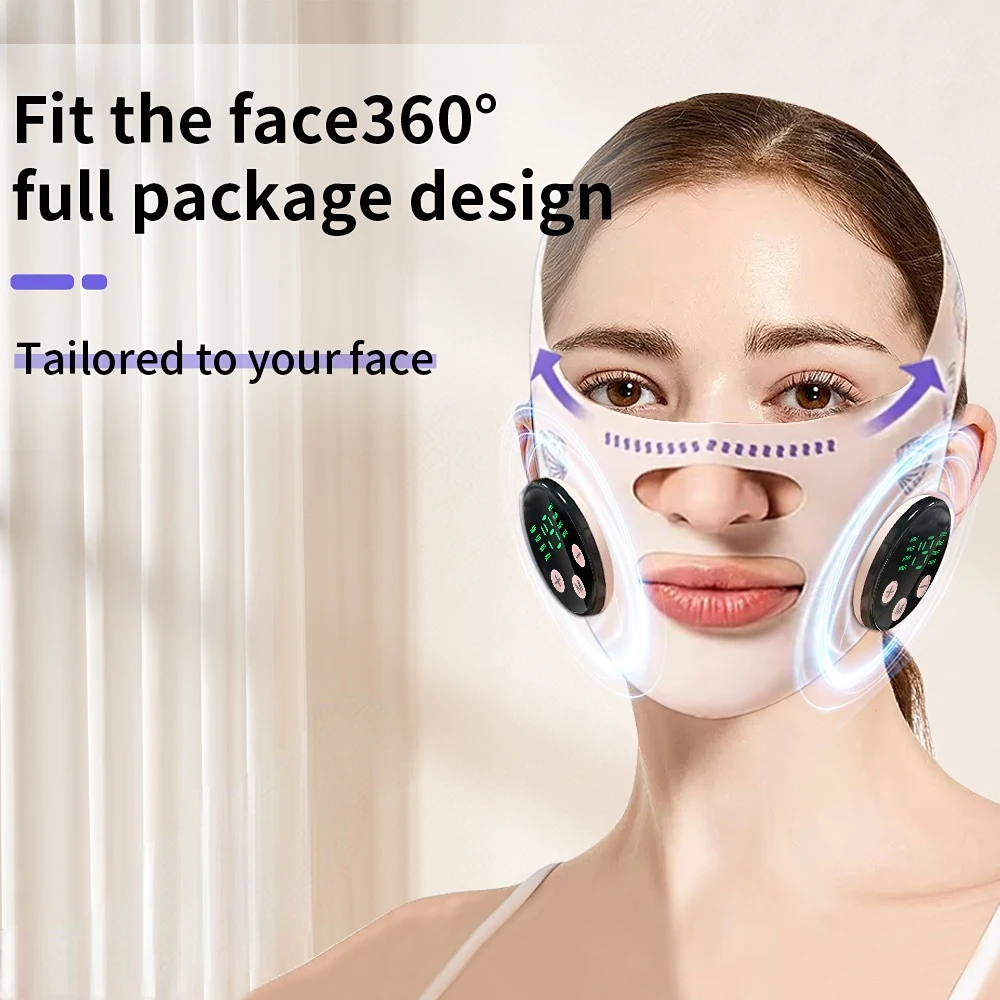 EMS Kopfmassage Gesichtsentspannung USB-Aufladung Gesichtsschlankheitsgurt Facelifting Reduzieren Sie das Doppelkinn Wange Lift Up Face Thin Mask – Detail 1