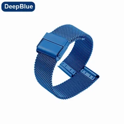 Stylish Metal Bracelet with TPU Screen Protector - 20mm/22mm Premium Strap and Case - Watch Active (Blue Strap)
