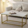 Faux Marble Coffee Table Simple Modern Rectangular Coffee Tables Open Design Minimalist Center Table for Living Room Office 5