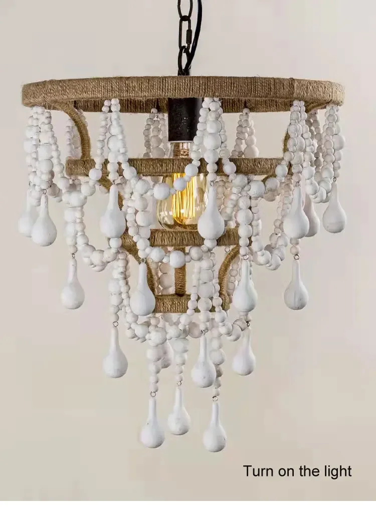 Description Picture 4 of itemBohemian Pendant Lights Wood Beads Chandeliers Living Room Restaurant Hotel Homestay Hanging Lamps for Luminaires Room Decor