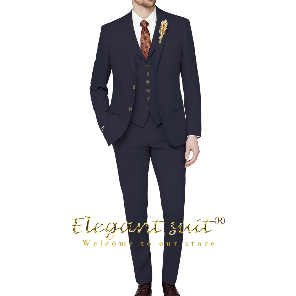 Men's wedding 3-piece suit dress, customized two-neck jacket, vest and trouser suit suitable for party, wedding, cocktail party