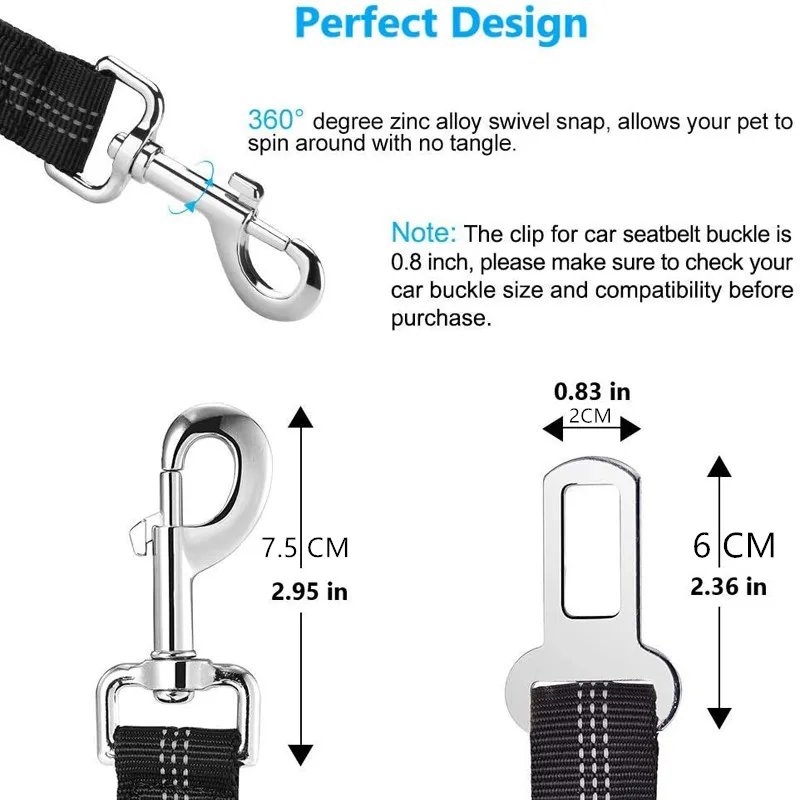 Dog Seat Belt Dog Harness Pet Harness Leash Pet Seat Belt Adjustable Pet Cat Dog Car Seat Belt Pet Seat Vehicle Dog Harness Lead Clip Safety Lever Traction Collars Dogs Accessoires