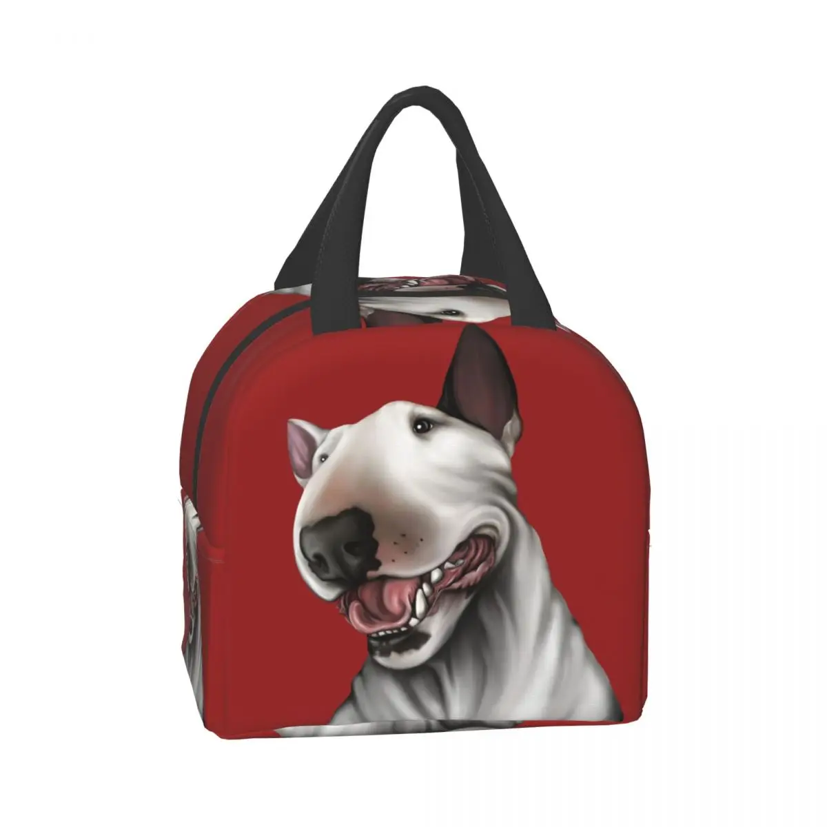 Custom Bull Terrier Dog Lunch Bag Men Women Cooler Warm Insulated Lunch Box for Kids School Fruit Fresh Storage Bag