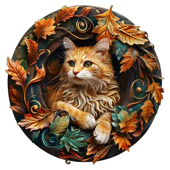 Wooden Puzzles for Adults, Visual 3D Cat Wood Puzzles Adult, Unique Animal Shape Wooden Jigsaw Puzzles for Adults, Birthday Gift 1