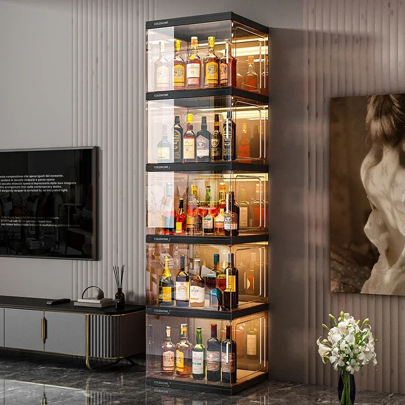 Wine cabinet display cabinet, living room against the wall, small household floor-to-ceiling foreign wine cabinet