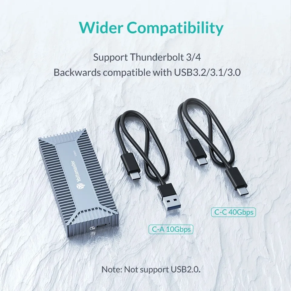Yottamaster  USB C 4.0 Ʈ 3/4 HD  ̽, M2 ϵ ̺ , 40Gbps USB4 M.2 NVMe SSD Ŭ
