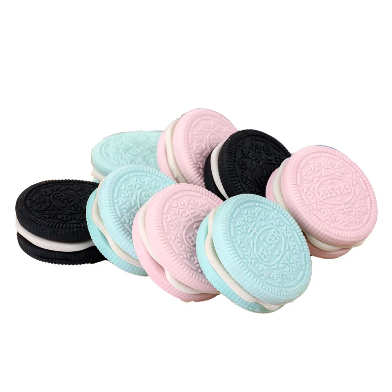 Cartoon Creative Biscuit Eraser Simulation Oreo Student Stationery Traceless Eraser pencil eraser eraser pen plasticine eraser eraser refillable pen biscuit eraser kneadable eraser retractable eraser