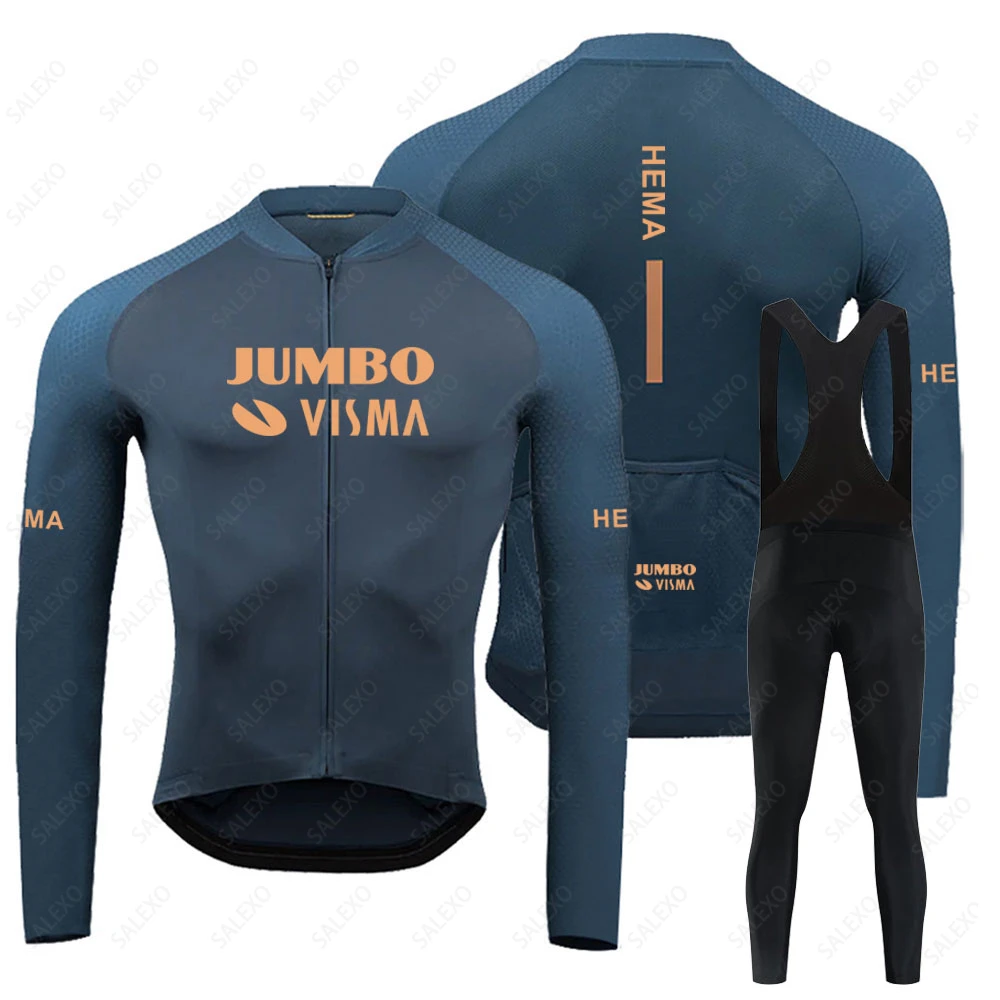 

Комплект одежды для велоспорта Jumbo Visma мужской, трикотажная одежда для велоспорта, брюки с нагрудником для горных велосипедов, весна-осень