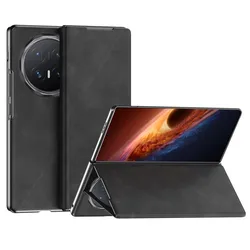 Solid Color Flip PU Leather Phone Case - Holder Design Protective Shell Back Cover for Honor Magic V6 (Black)