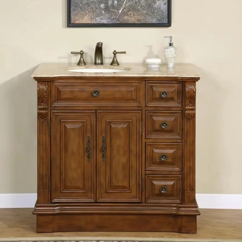 CBMmart Wood Plywood 61cm 24inch White Oak Hanging Washroom Cabinet Bathroom Vanity Furniture Sets with Led Mirror for home