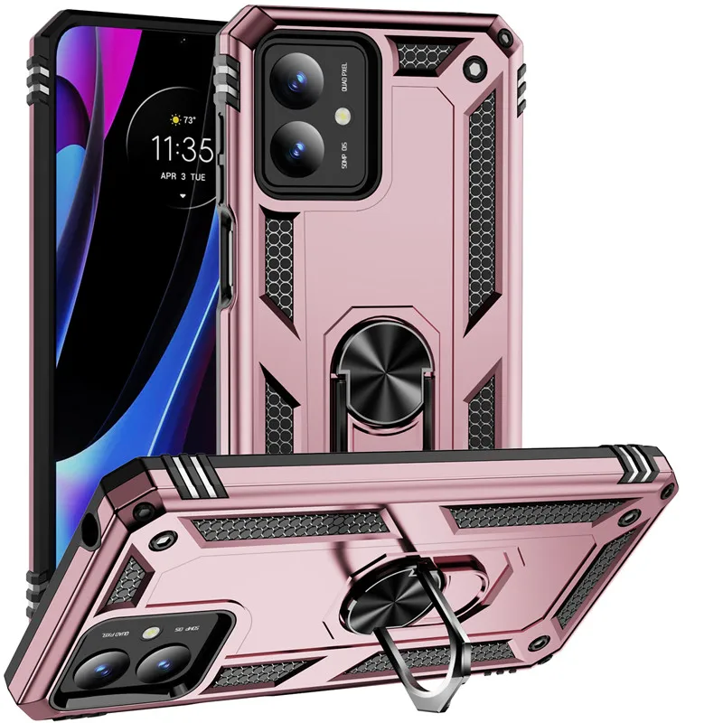 Custodia XYZNTMF Per Motorola Moto G14 Con Anello Supporto 360° E Magnete - Antiurto TPU + PC, Antigraffio, Grigia